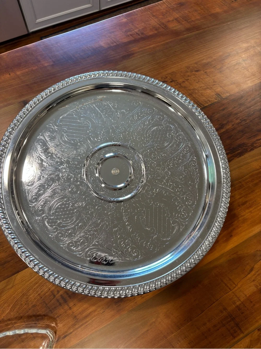 Vintage Irvinware Chromeware Revolving Susan Serving Tray with 7 glass sections